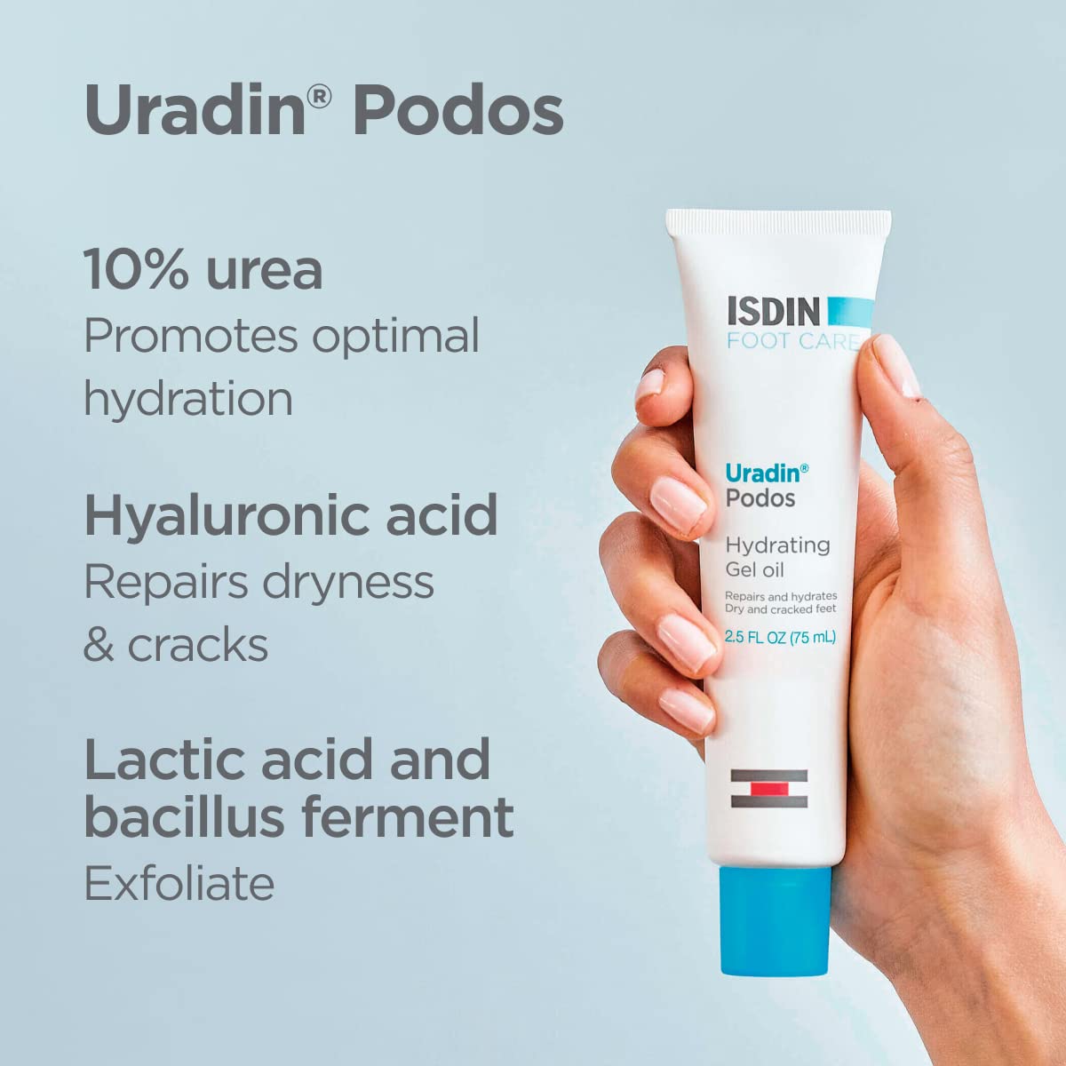 ISDIN Uradin Podos Foot Cream, 10% Urea for Dry, Cracked Feet