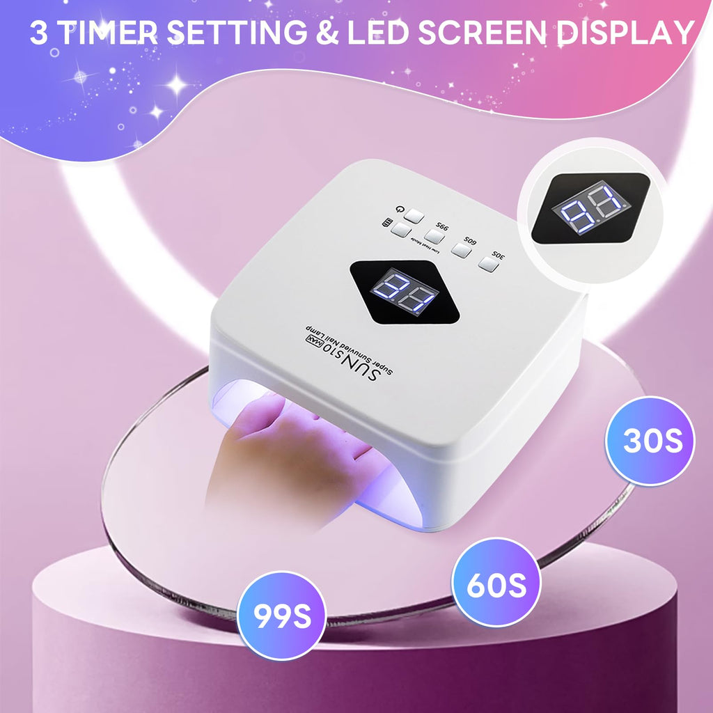 Cordless Nail Lamp 120W Rechargeable UV LED Gel Nail Dryer with 3 Timers S10