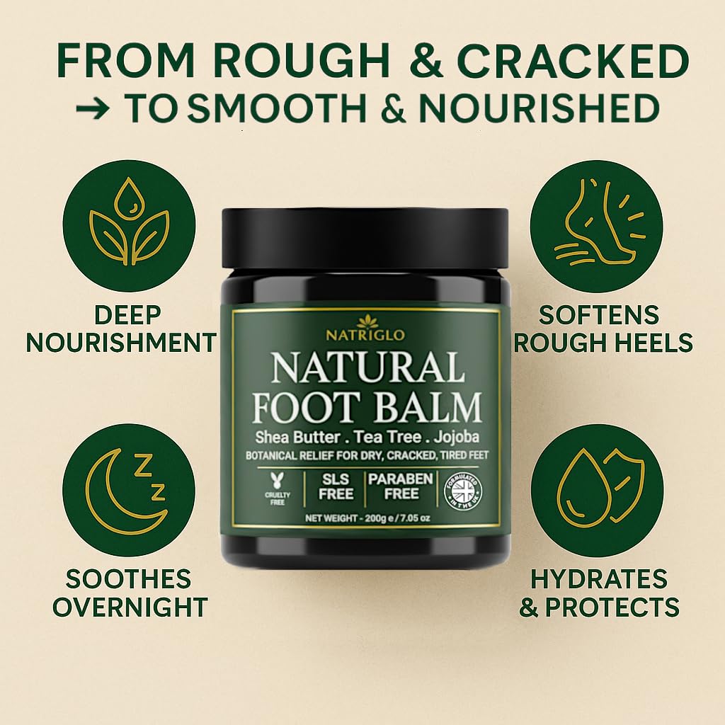 Organic Tea Tree Foot Balm for Dry, Cracked Feet and Heels