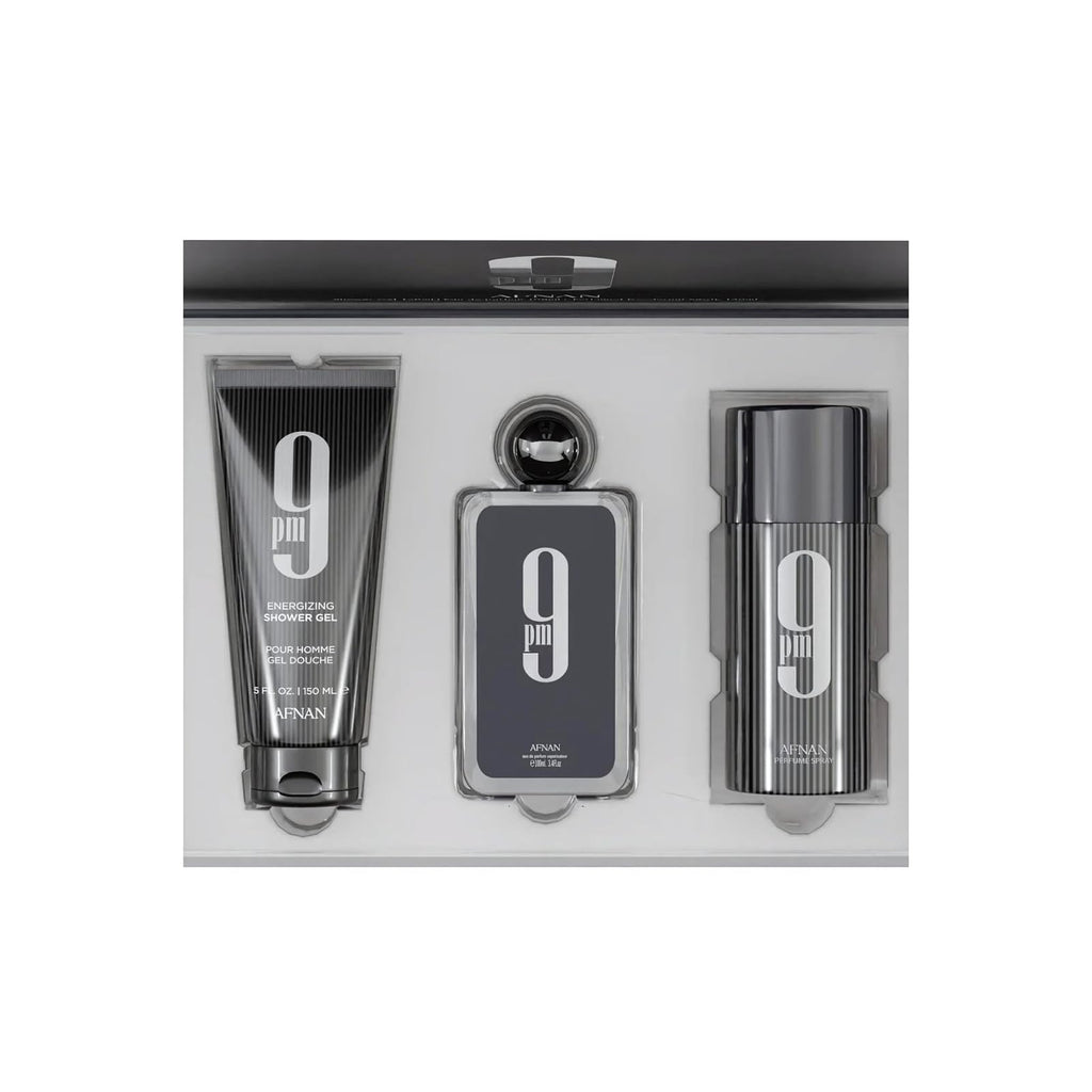 Afnan 9 PM Luxury Perfume Gift Set with Eau de Parfum, Deodorant & Shower Gel