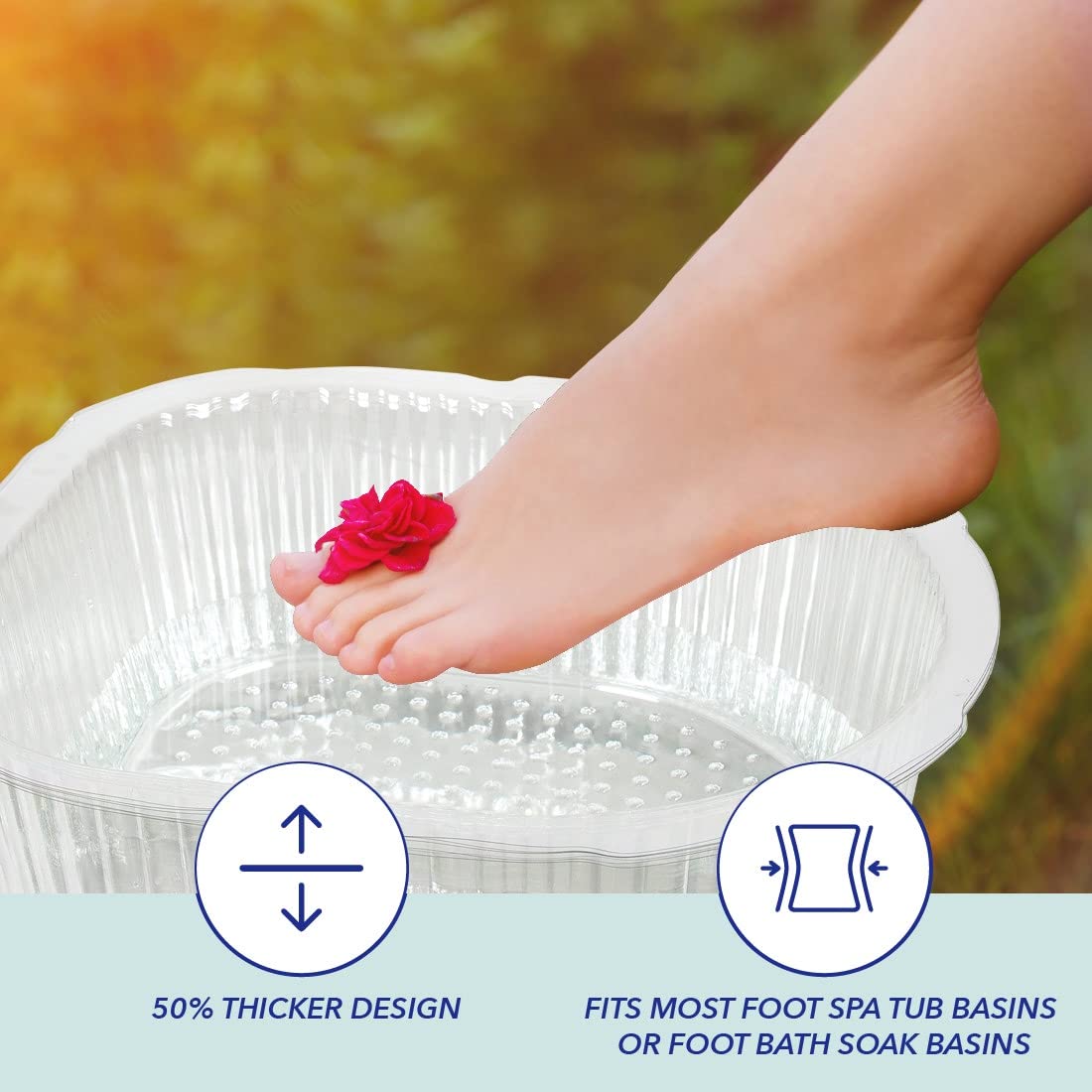 ForPro Universal Disposable Pedi Bath Liners, 50% Thicker Plastic
