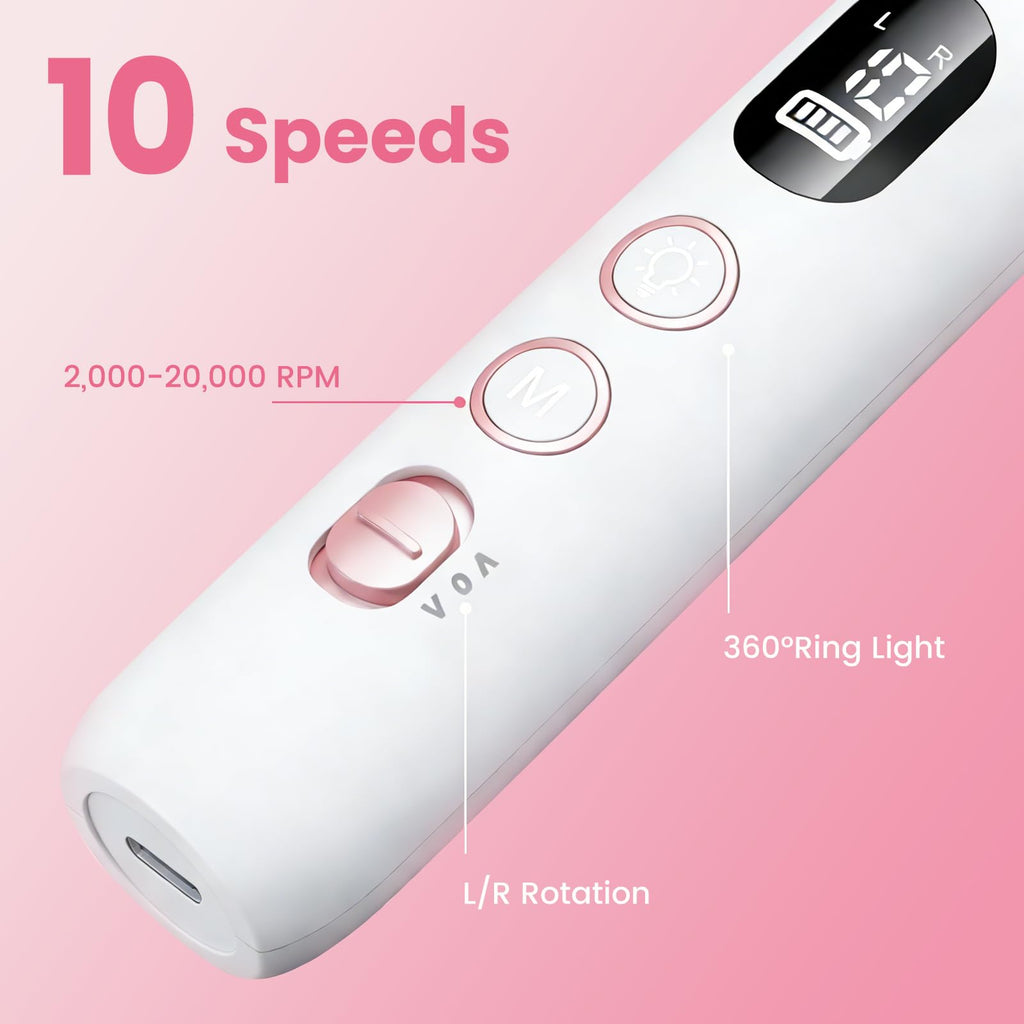 Merloly Cordless Electric Nail Drill Kit with LED Light