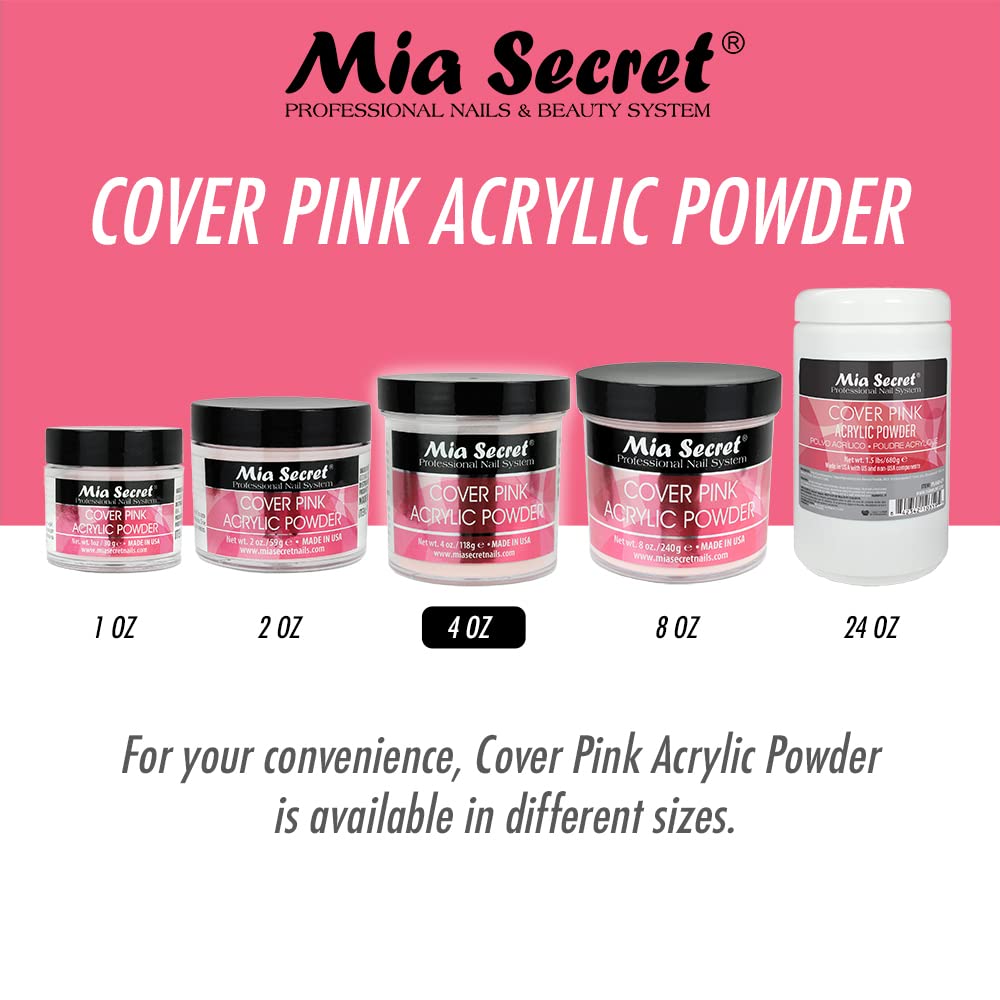 MIA SECRET Cover Pink Nail Acrylic Powder, 4 Ounce