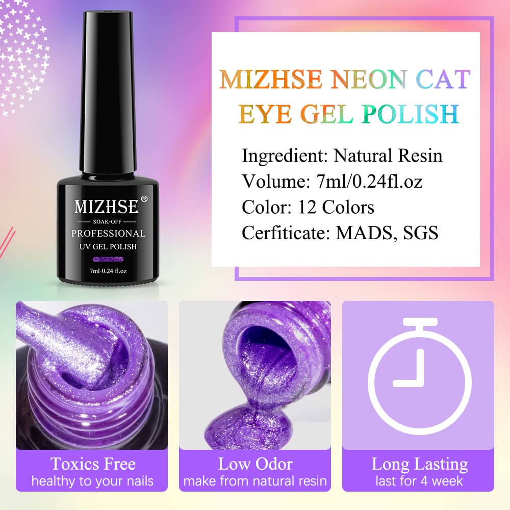 MIZHSE Cat Eye Gel Polish Kit with Magnetic Nail Art Tool