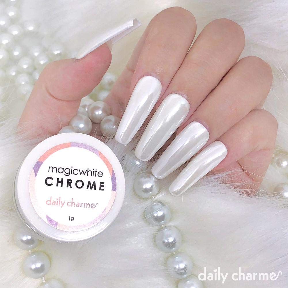 Daily Charme Magic White Pearlescent Nail Chrome Powder, 1g