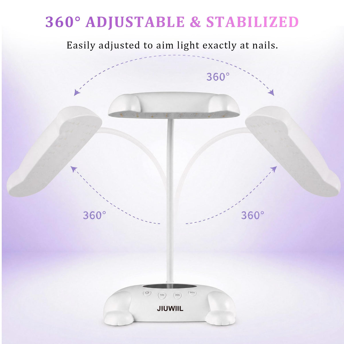 JIUWIIL 48W UV LED Nail Lamp with 24 Beads and Flexible Gooseneck