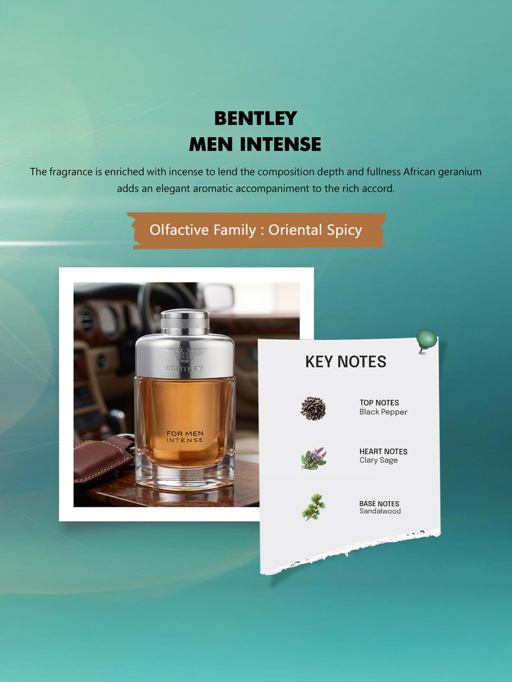 Bentley for Men Intense Eau de Parfum Spray, 3.4 Fl Oz