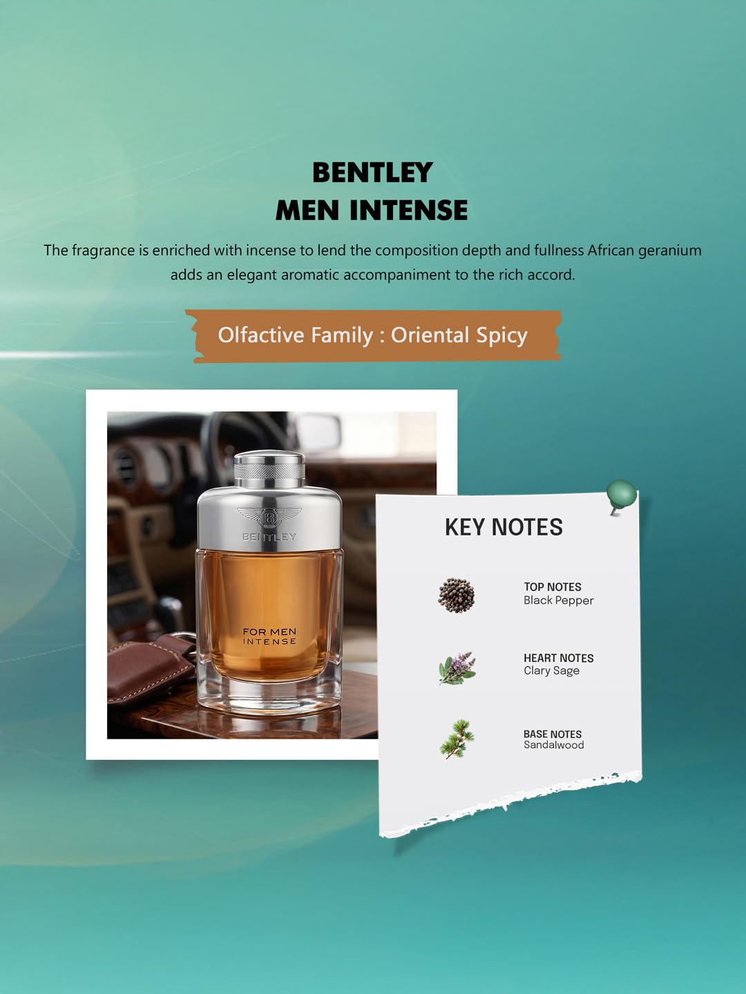 Bentley for Men Intense Eau de Parfum Spray, 3.4 Fl Oz