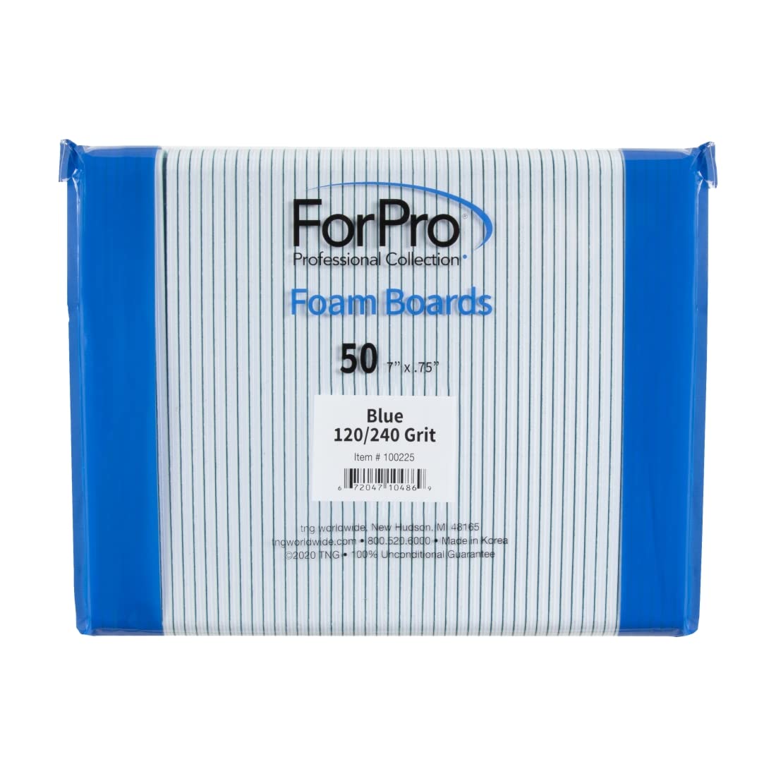 ForPro Professional Blue Mylar Foam Nail Files, Double-Sided 120/240 Grit, 50 Count