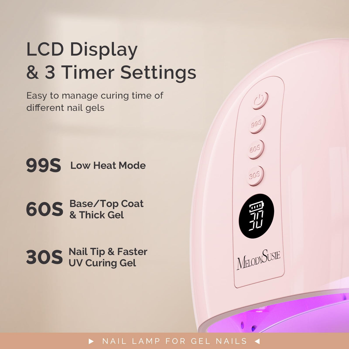 MelodySusie 48W Cordless UV LED Nail Lamp with Metal Base