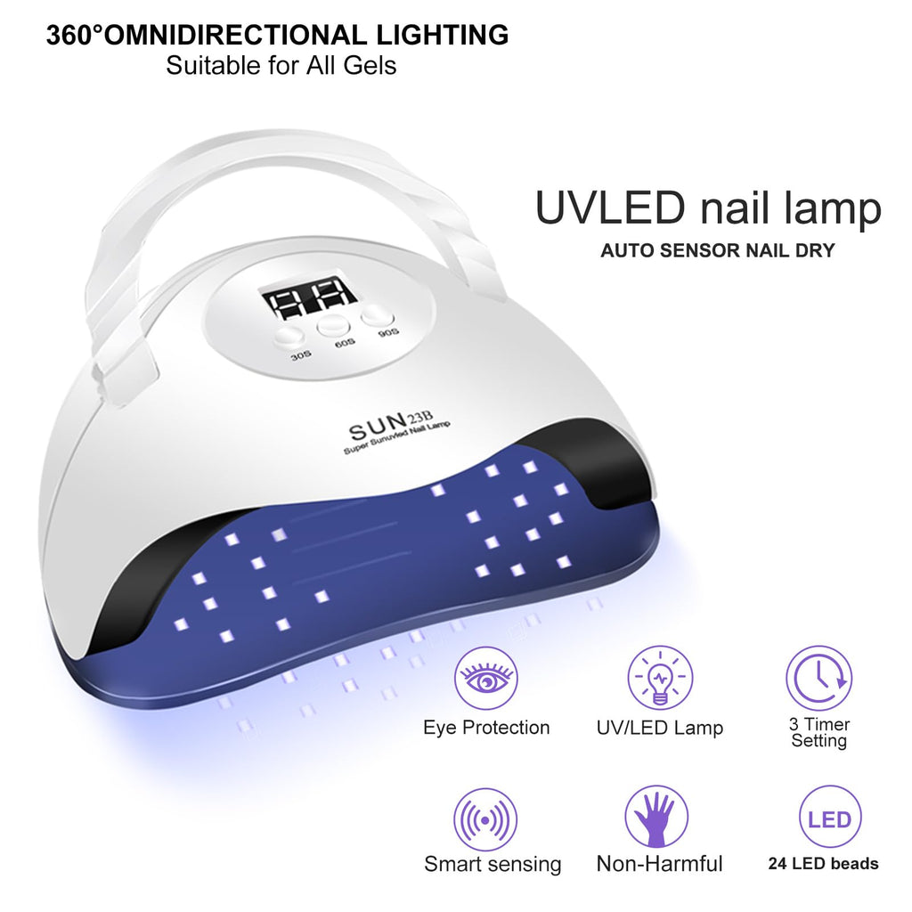 Gel Nail Polish Kit with UV/LED Lamp and Nail Drill