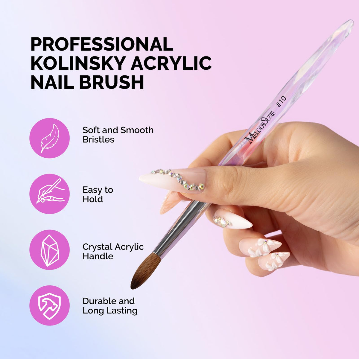 MelodySusie Acrylic Nail Brush for Nail Extension and 3D Nail Art
