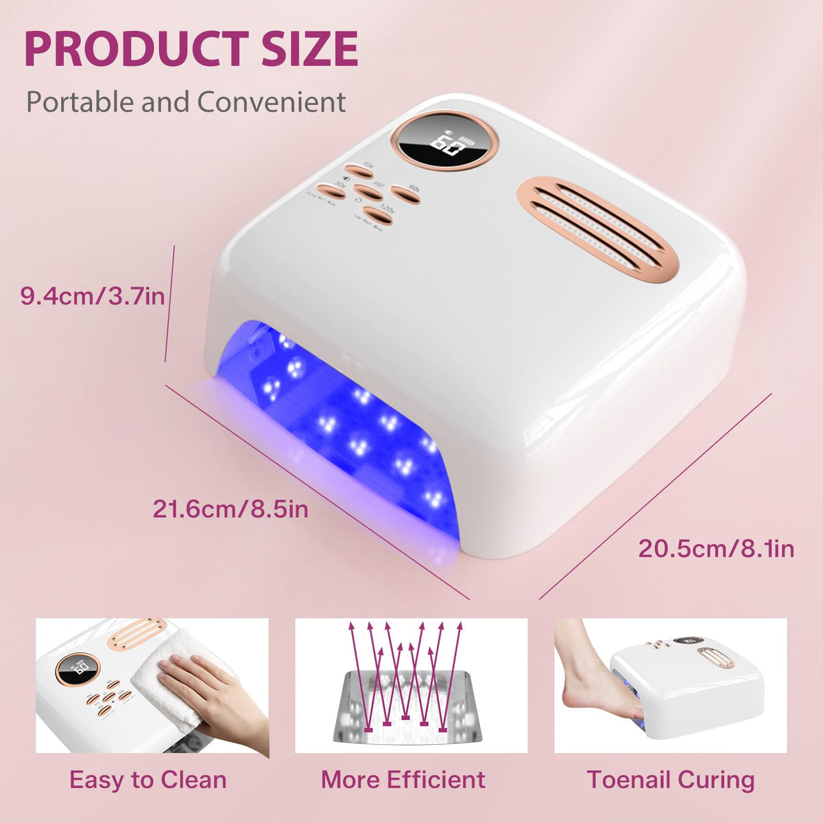 72W Rechargeable UV LED Nail Lamp for Gel Polish