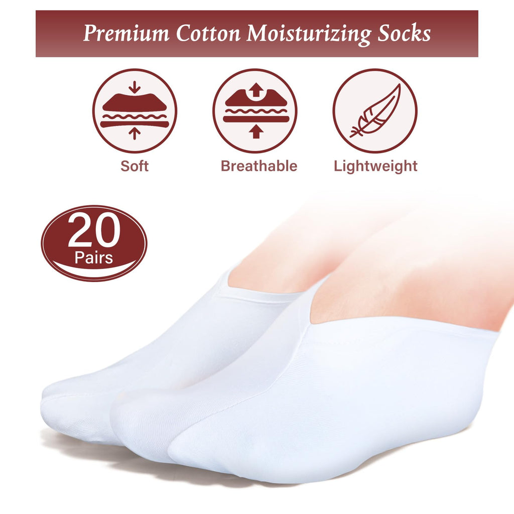 Geyoga Moisturizing Cotton Socks for Dry Feet, Reusable Spa Socks
