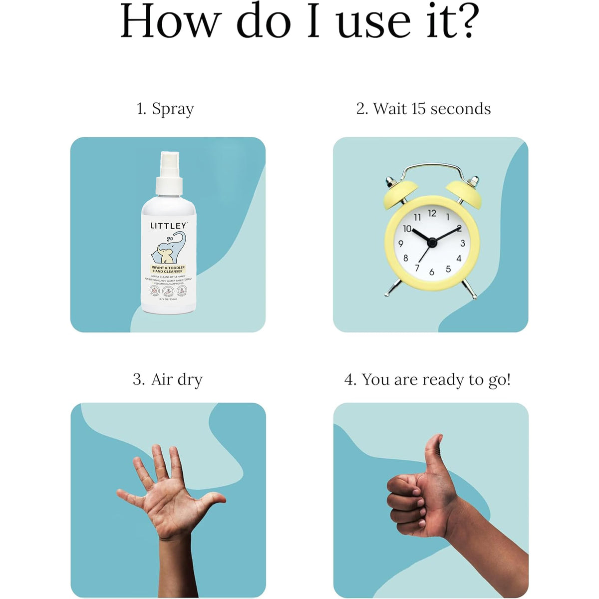 Littley Infant & Toddler Hand Cleanser HOCl Spray, 8 oz