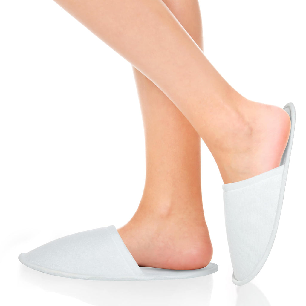 Juvale Disposable Guest Slippers, White, Medium, Pack of 24