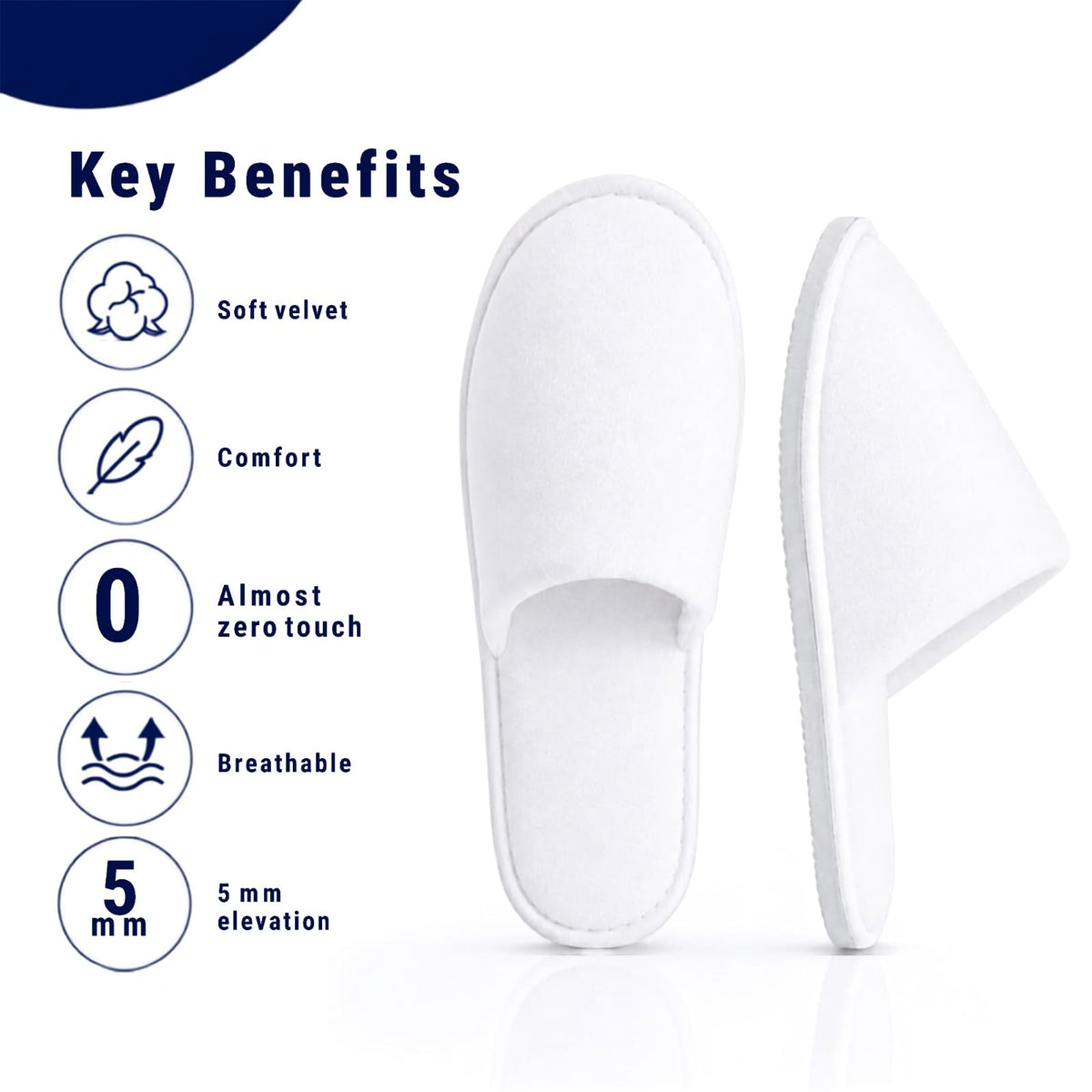 Spa Slippers Disposable Closed-Toe Non-Slip Coral Fleece, 6 Pairs