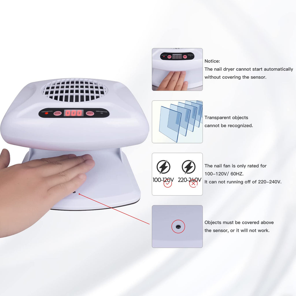 Gegong 300W Air Nail Dryer with Automatic Sensor, Warm and Cool Air