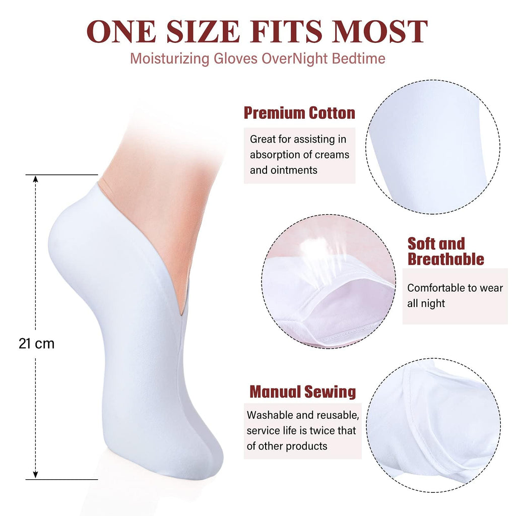 Geyoga Moisturizing Cotton Socks for Dry Feet, Reusable Spa Socks