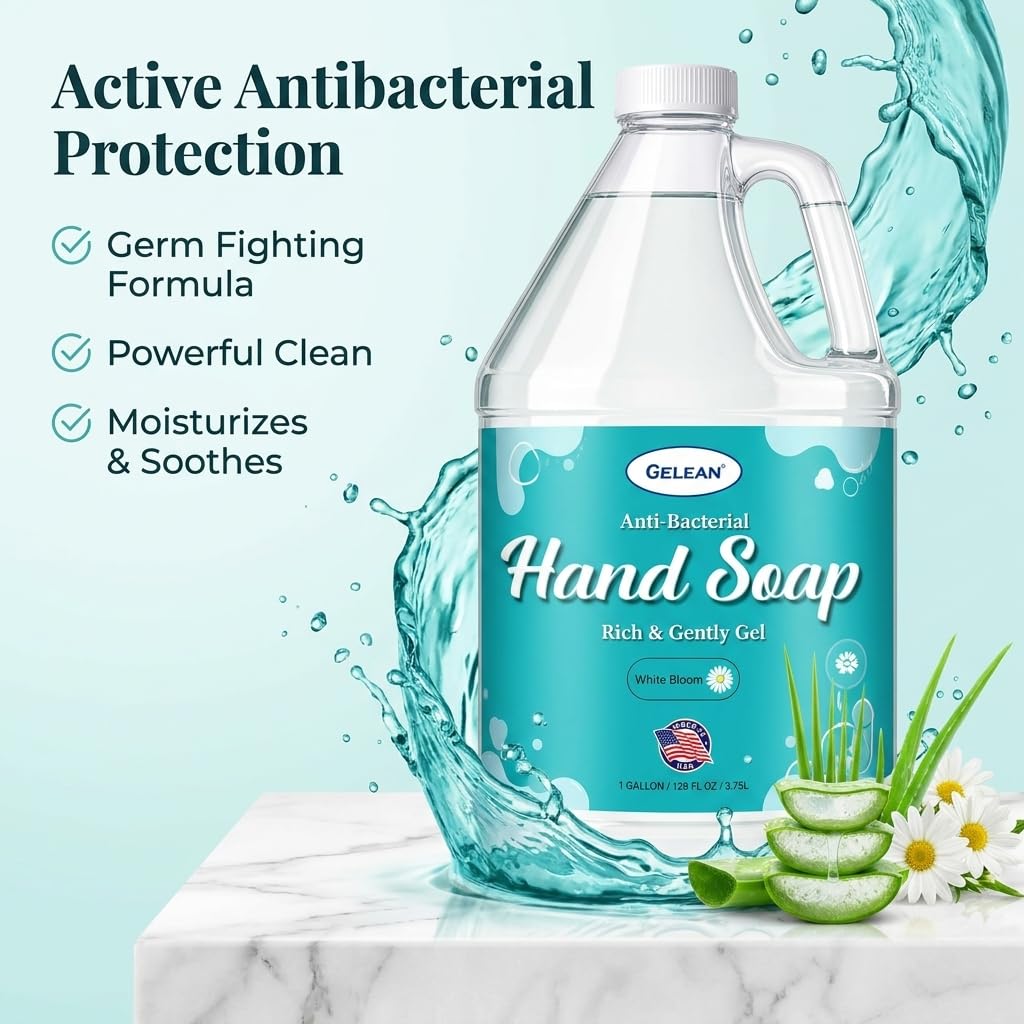 Liquid Gel Hand Soap with Aloe Vera, pH Balanced, 128 Fl Oz Refill Jug