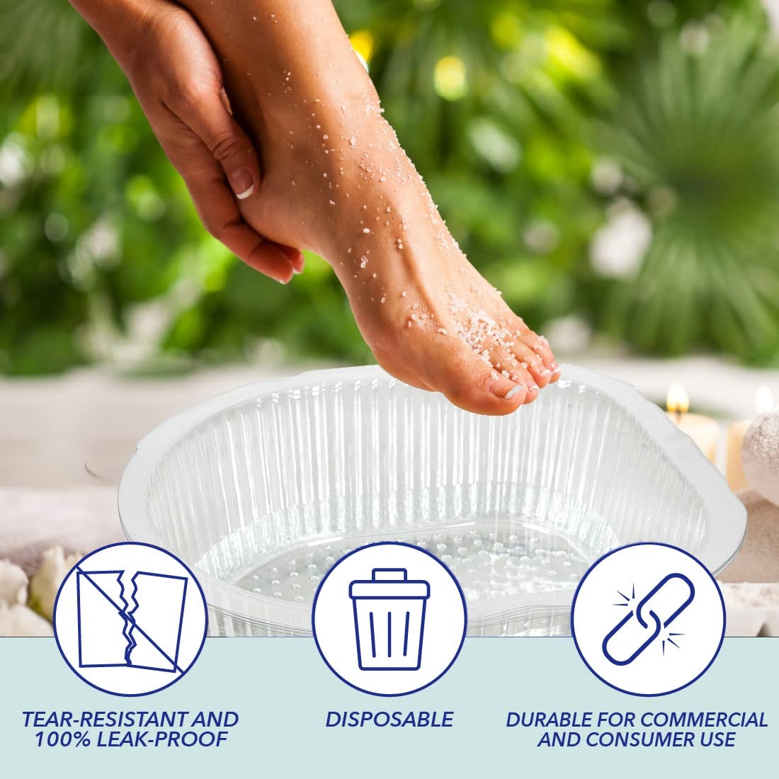 ForPro Universal Disposable Pedi Bath Liners, 50% Thicker Plastic