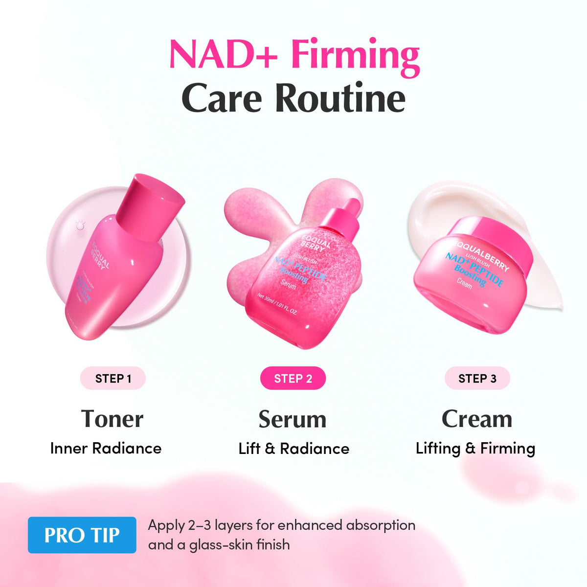EQQUALBERRY NAD+ Peptide Boosting Serum with Niacinamide and Vegan Collagen