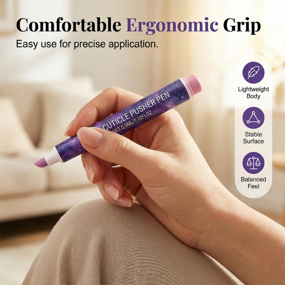 4-in-1 Cuticle Pusher Pen with Micro-Dosing Oil and Ceramic Tip