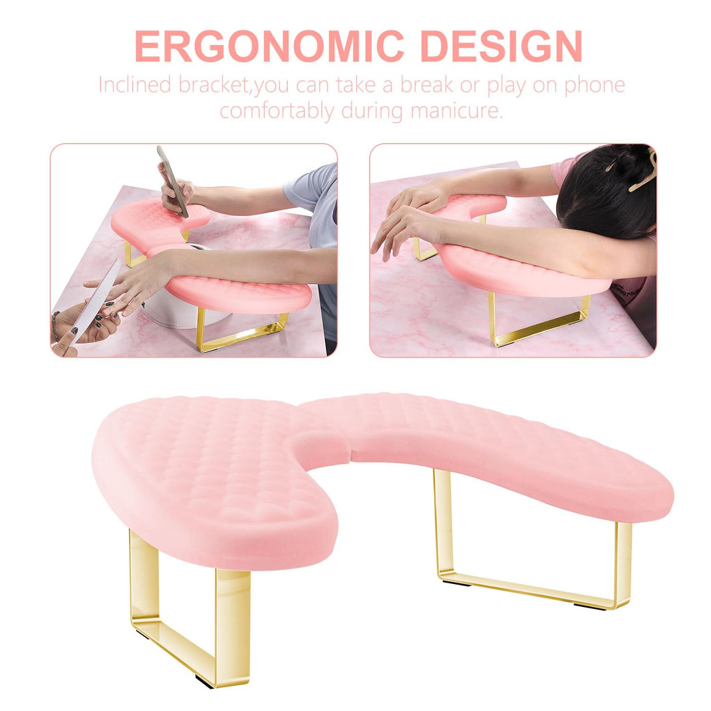 Pink Nail Tech Hand Rest, Memory Foam Manicure Arm Rest Cushion