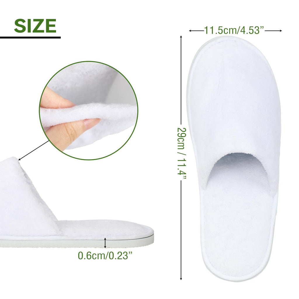 Unisex Guest Slippers, 10 Pairs, Washable and Individually Wrapped