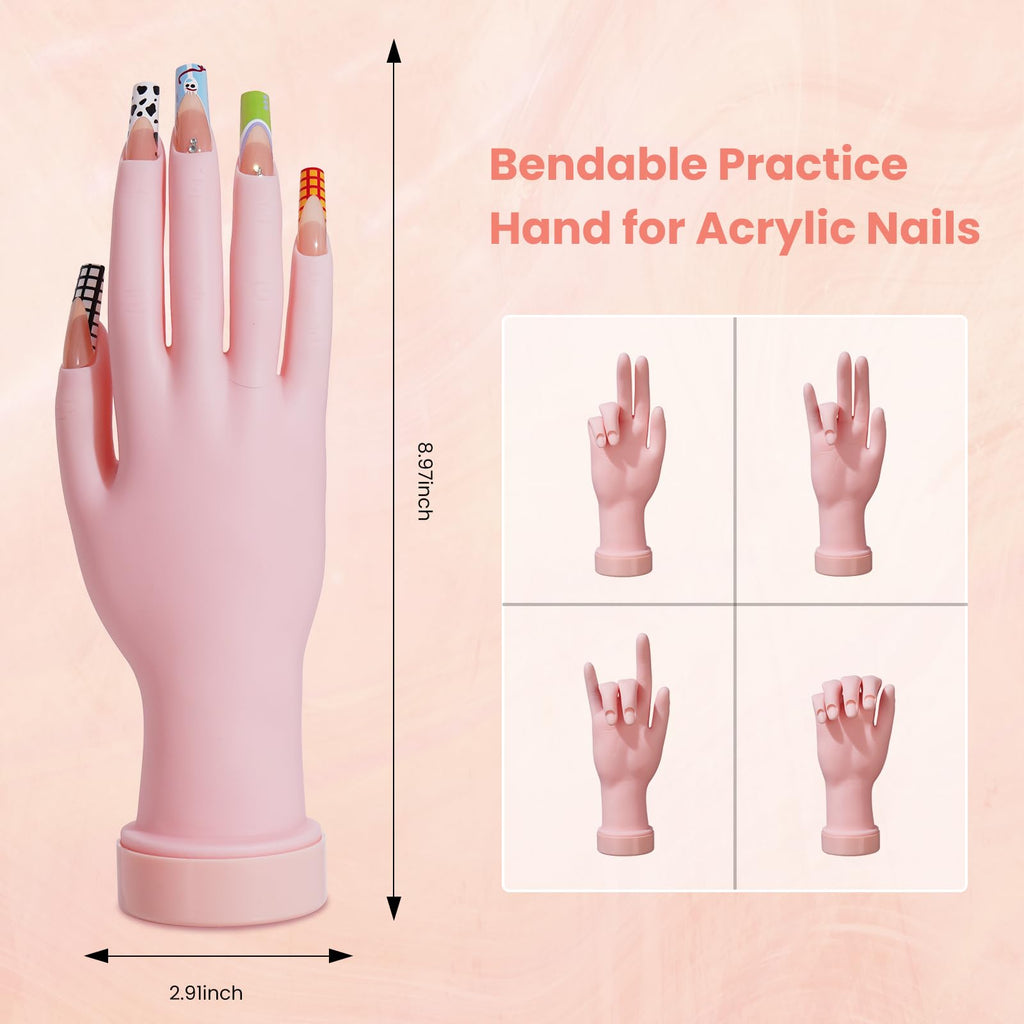 Complete Acrylic Nail Starter Kit with Practice Hand, Drill & Lamp