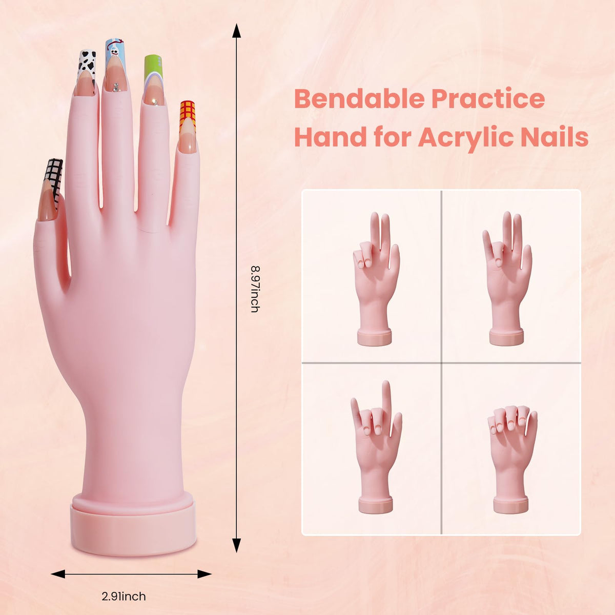 Complete Acrylic Nail Starter Kit with Practice Hand, Drill & Lamp