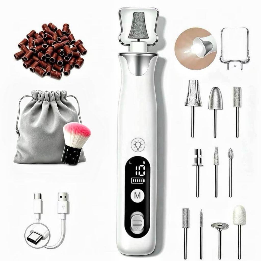 Cordless Electric Nail Drill Kit with LED Display and Nail Care Accessories