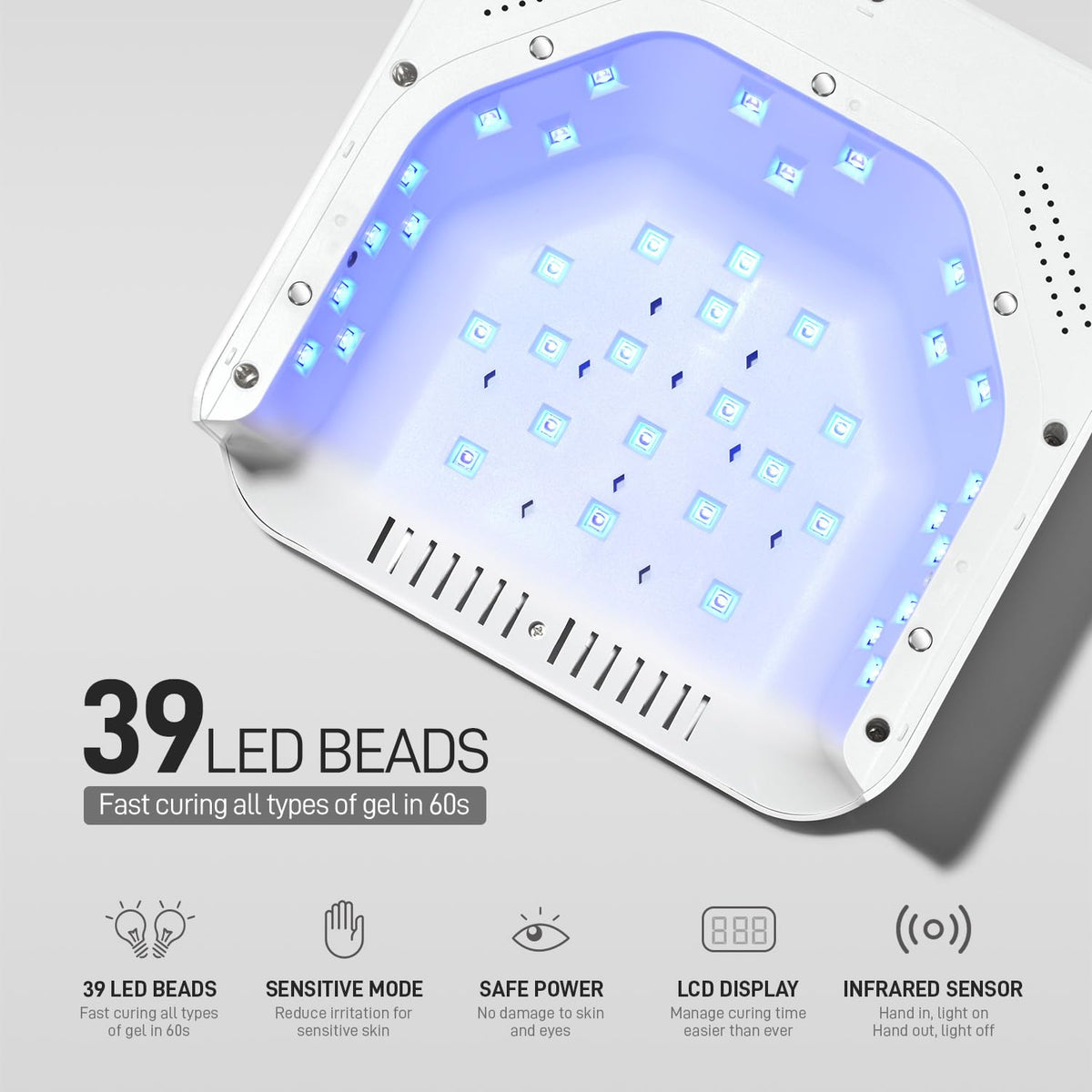 GAOY Cordless Rechargeable UV LED Nail Lamp for Gel Nails