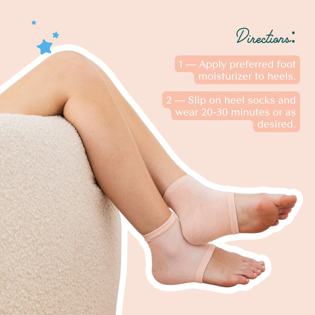 Bare August Gel Heel Socks Moisturizing Foot Sleeves, 2 Pairs