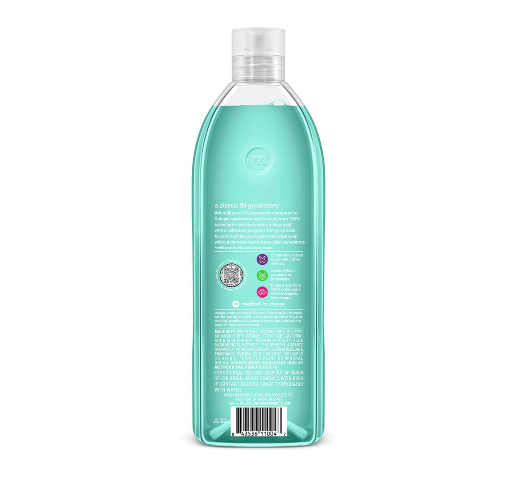 Method Foaming Hand Wash Refill Waterfall, 28 fl oz, 4 Pack