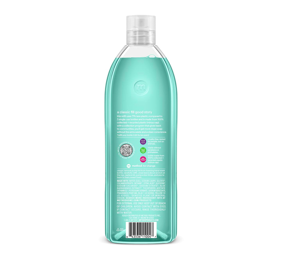 Method Foaming Hand Wash Refill Waterfall, 28 fl oz, 4 Pack