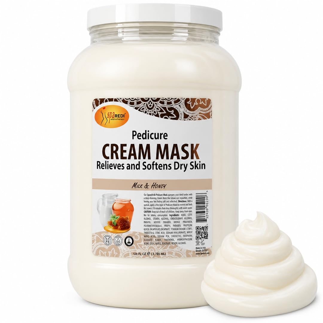 SPA REDI Body and Foot Cream Mask, Milk & Honey, 16 Fl Oz