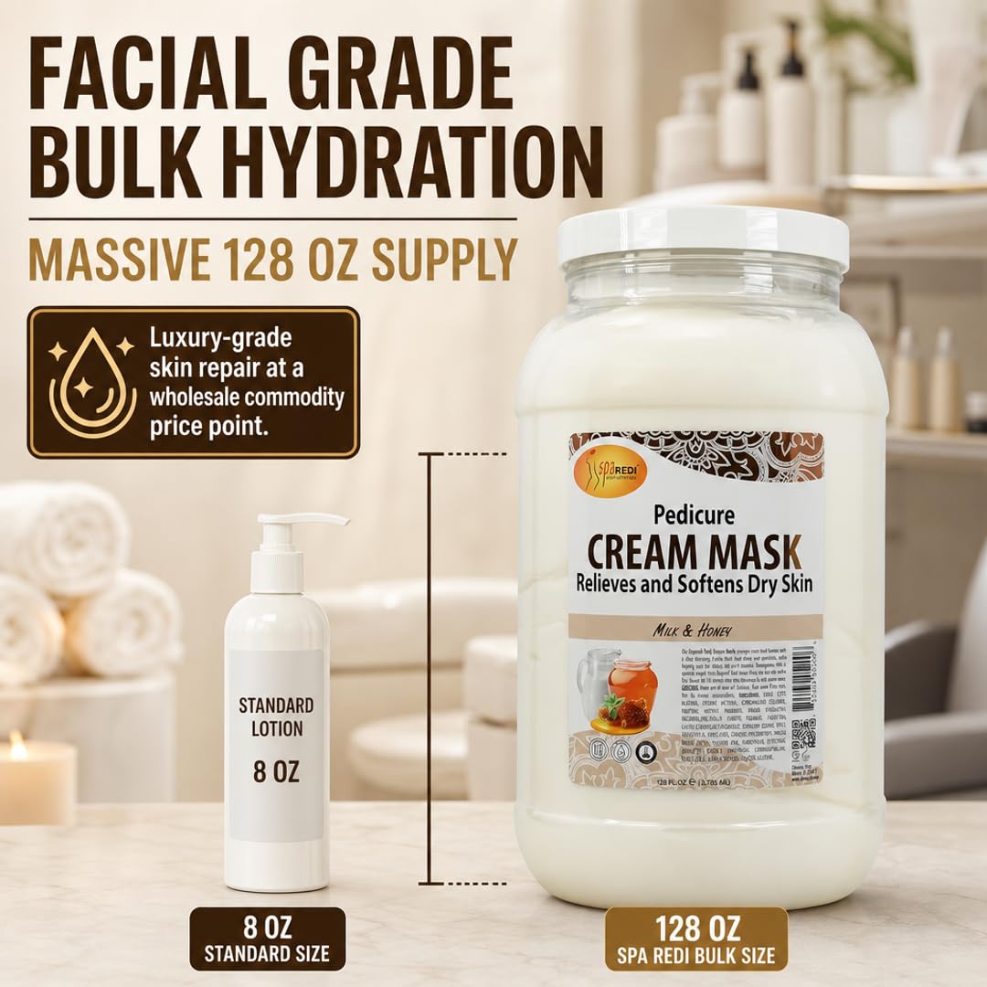 SPA REDI Body and Foot Cream Mask, Milk & Honey, 16 Fl Oz