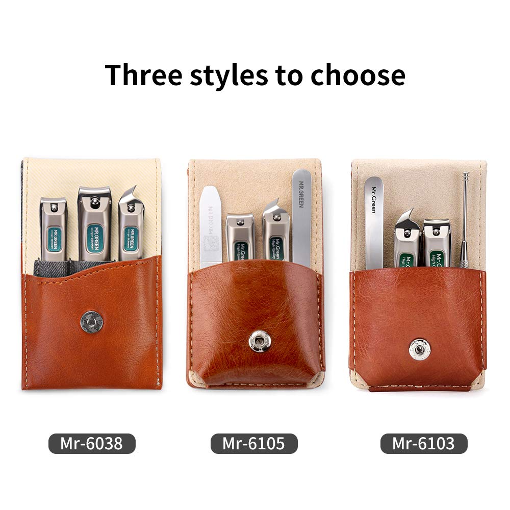 MR.GREEN Stainless Steel Nail Care Kit with Leather Case