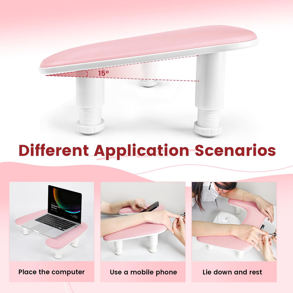 JODSONE U-Shaped Manicure Hand Rest with Rotating Phone Holder
