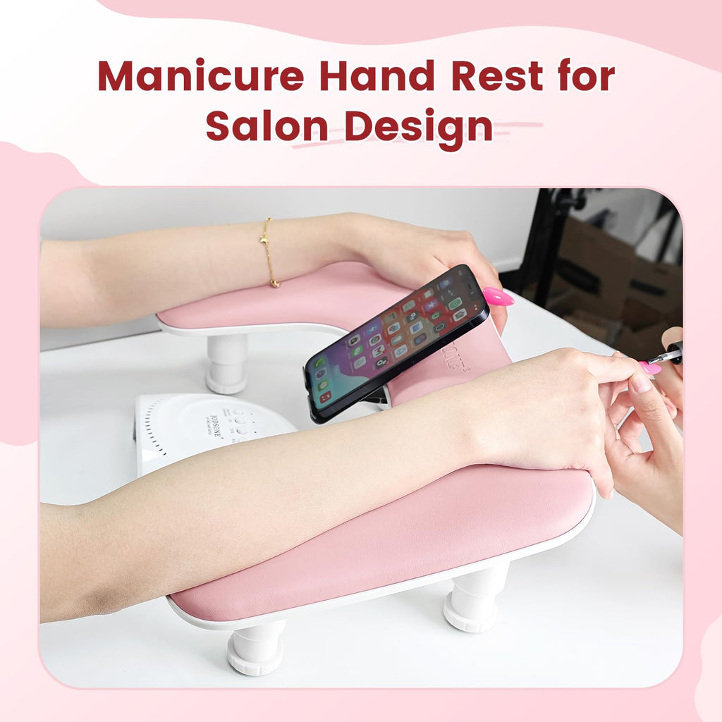 JODSONE U-Shaped Manicure Hand Rest with Rotating Phone Holder
