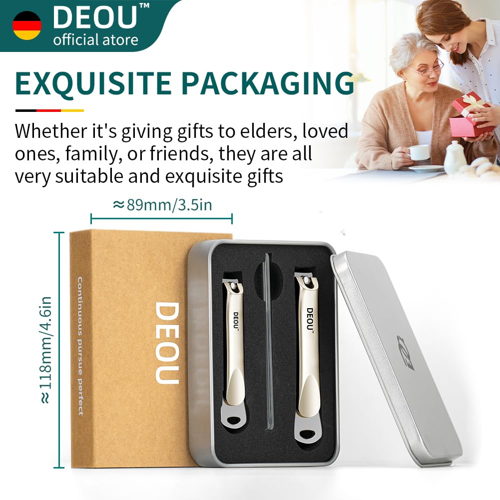 DEOU 3-in-1 Stainless Steel Nail Clipper Set with File and Buffer