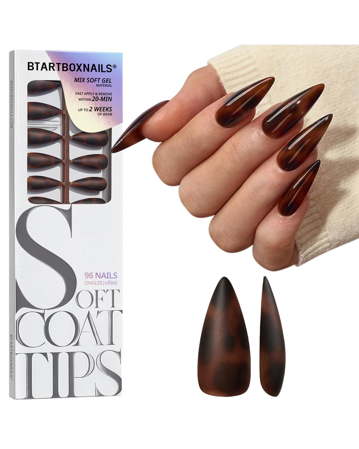 BTArtboxnails SOFTCOATTIPS Tortoiseshell Press On Nail Tips