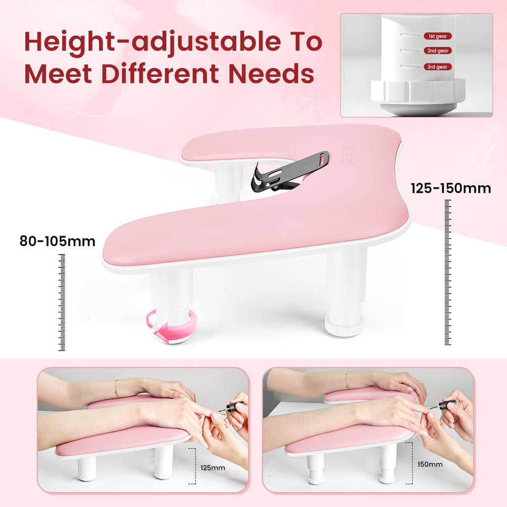 JODSONE U-Shaped Manicure Hand Rest with Rotating Phone Holder