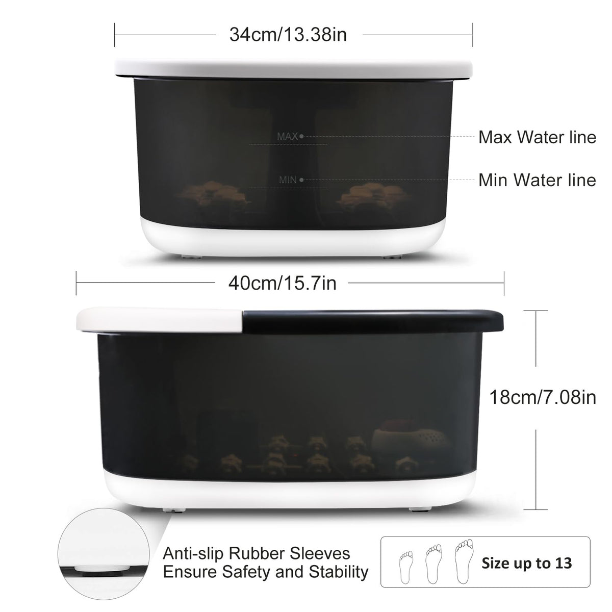 Miwhale Foot Spa Bath Massager with Heat, Bubbles, Vibration, Jets and Rollers