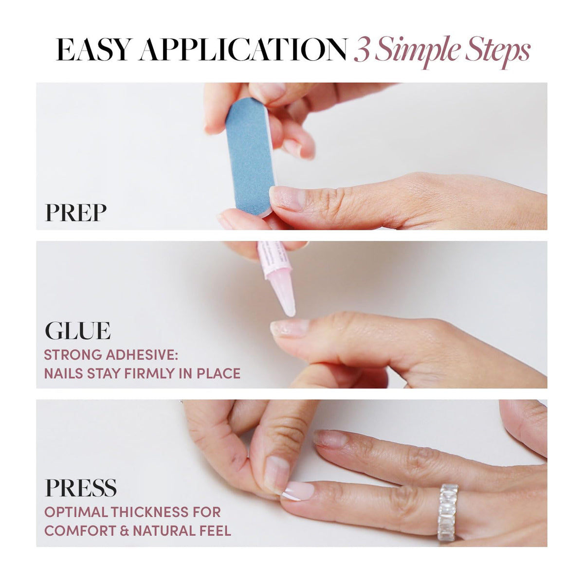 Glamnetic Press-On Nail Set - Customizable Salon-Style Fake Nails