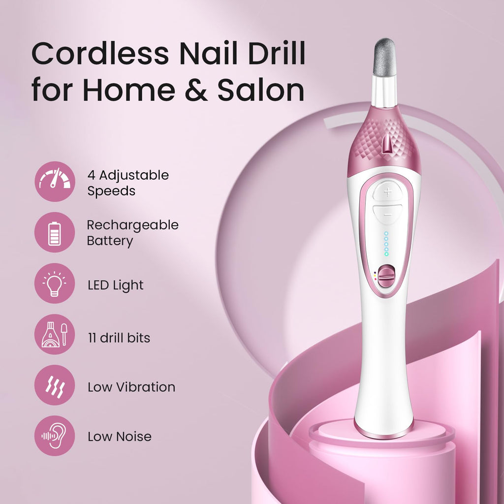 36-Piece Professional Cordless Electric Manicure and Pedicure Nail Drill Kit