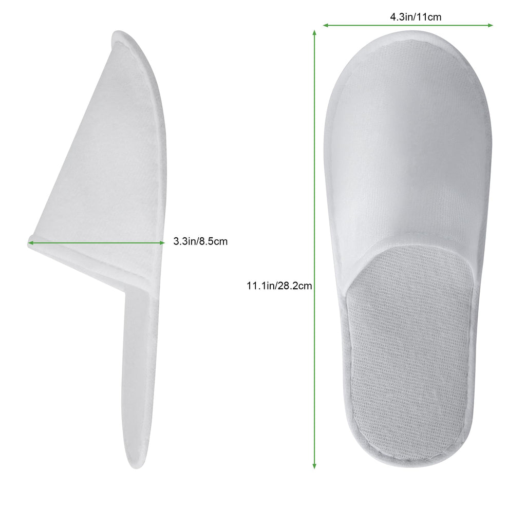 UrbanRoots 28 Pairs Disposable Guest Slippers with Pouch, Non-Slip White House Slippers