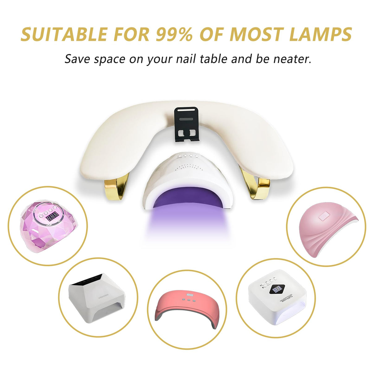 Rotating Phone Holder Nail Arm Rest with U-Shaped PU Leather Cushion