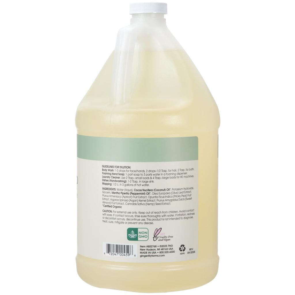Ginger Lily Farms Botanicals Pure Castile Liquid Soap Refill, 128 Fl Oz